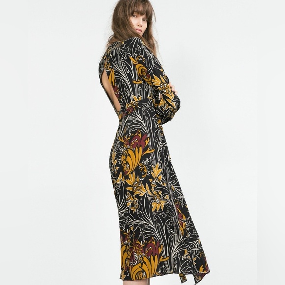 ZARA PRINTED MIDI FLOWERED WRAP DRESS FW15 - Picture 5 of 8